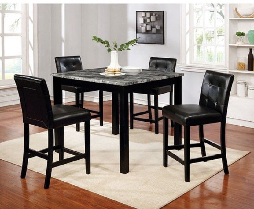 Brand New Black Grey 5pc Counter Height Dining Table Set w - Main Image