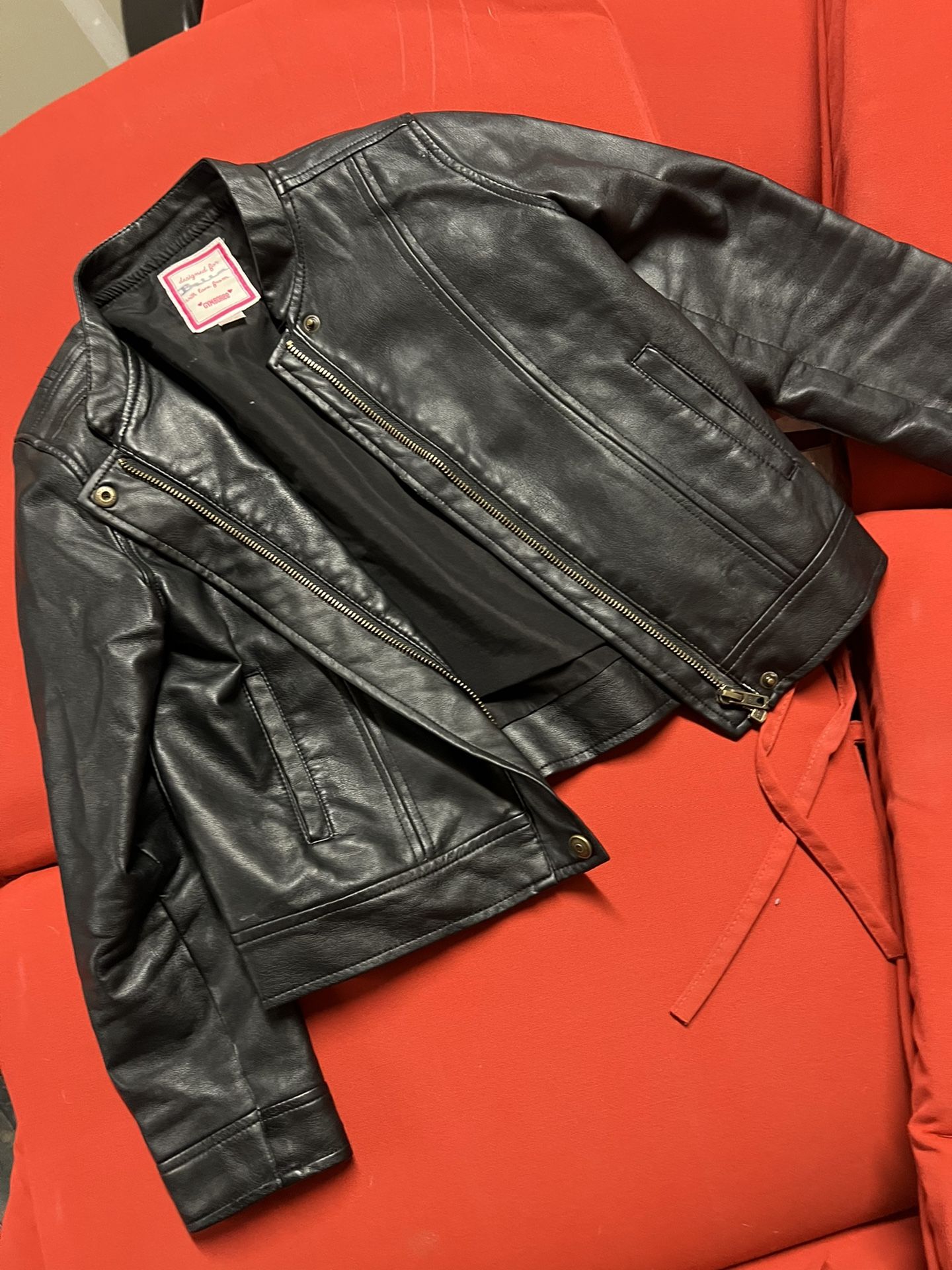 Girls Leather Moto Jacket Size 7/8