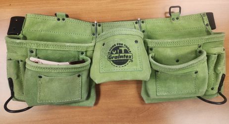 11 Pocket Nail & Tool Belt Apron Suede Lime Leather