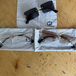 Hygredi Rimless Rectangle Sunglasses set