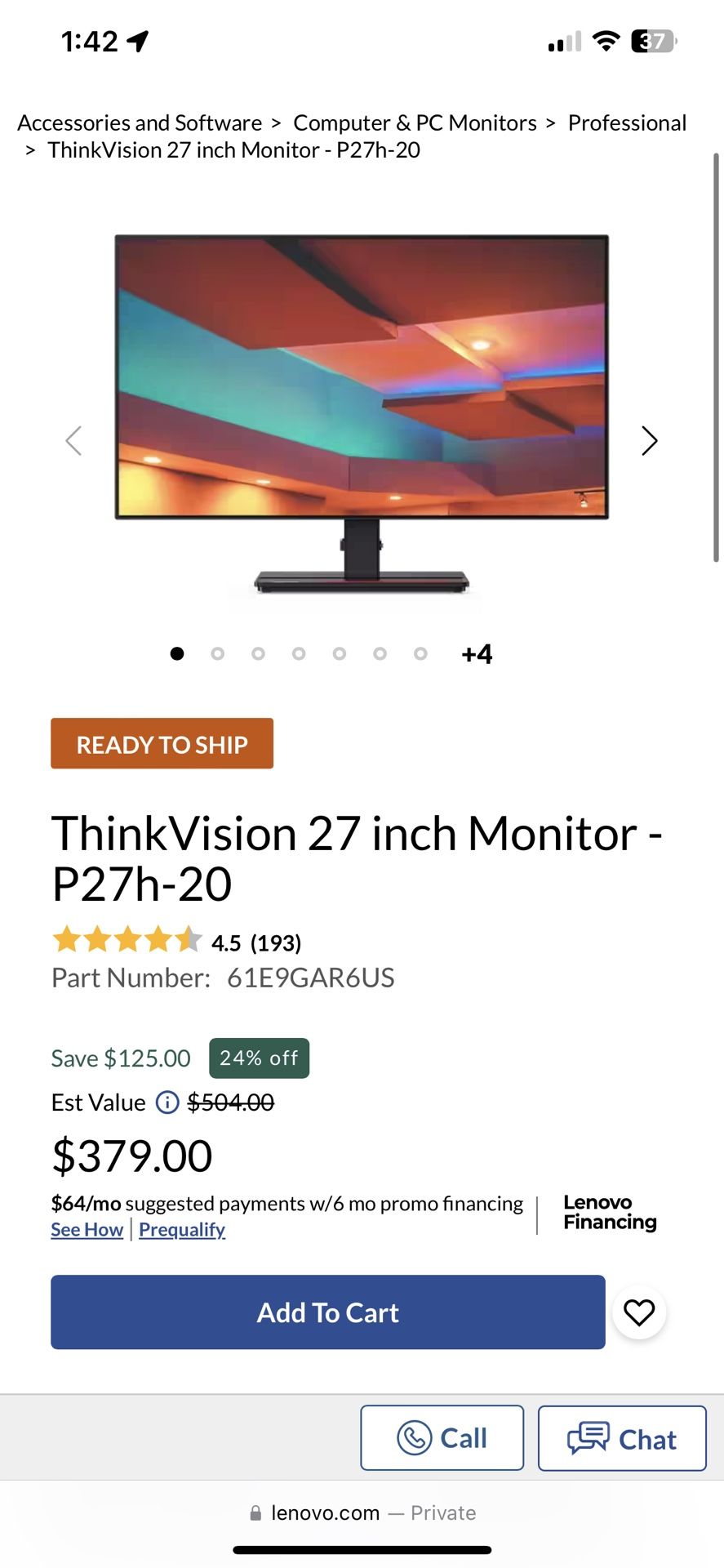 Lenovo ThinkVision P27h-10 Monitor