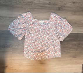 Floral Puff Sleeve Crop Top
