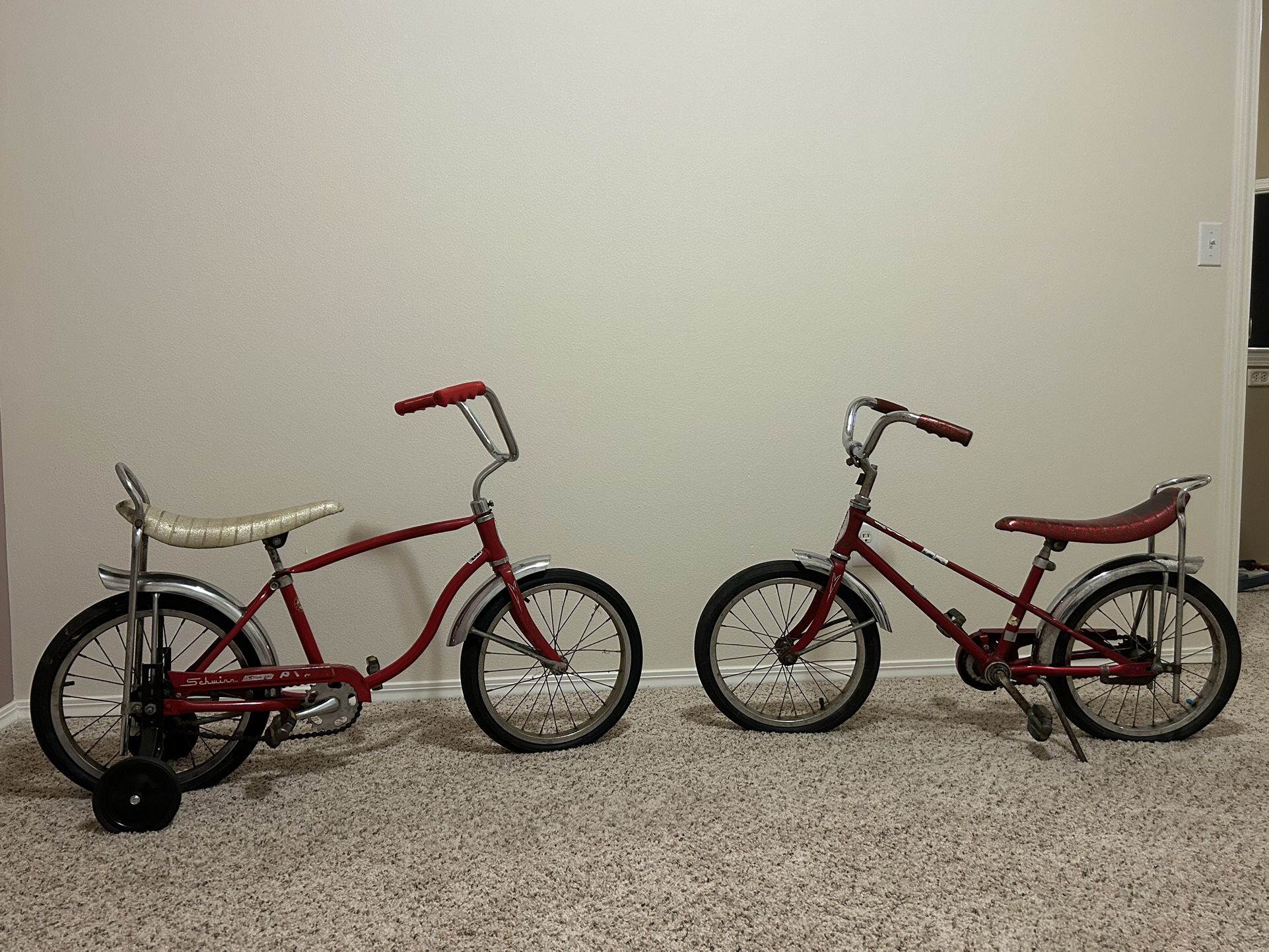 Two Vintage Schwinn Pixie Stingray Bicycles 