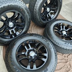 18" CHEVY WHEELS POWDER COATED BLACK / NEW FALKEN TIRES