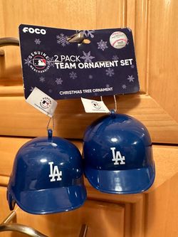 FOCO LA Dodgers MLB 2-Pack Helmet Ornament Set