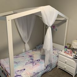 White Canopy Bed Frame