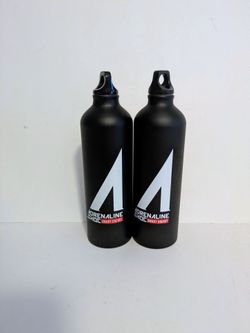 Adrenaline A Logo Black Aluminum Water Bottle Set of 2 NWOT