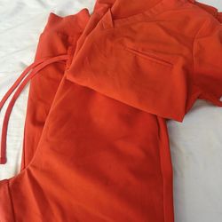 Mandala limited scrub set jogger and scrub top small petite in orange
