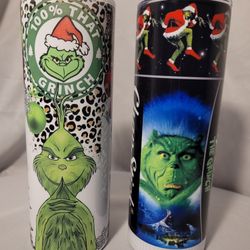 New 2 Dr Seuss The Grinch Stainless Steel 20 oz Tumblers 