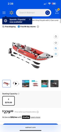 Intex Excursion Pro Inflatable 2 Person Vinyl Kayak with 2 Oars and Pump