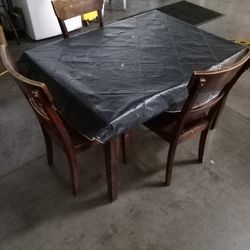Brown Wood Kitchen Table 3 Chair 