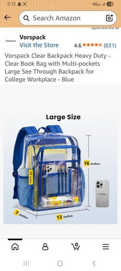 Clear blue backpack