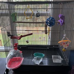 Bird Cage With Food & Supplies 