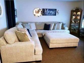 Brand New 🚀 Rawcliffe Parchment 3 Piece L Shaped Sectional Sofa