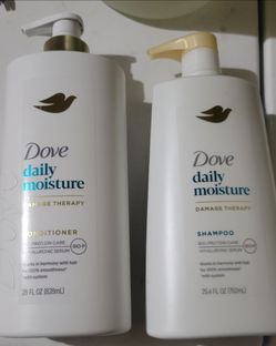 DOVE DAILY MOISTURE SHAMPOO (25.4oz), DOVE DAILY CONDITIONER (28 oz) For $13/$13 Por Los 2