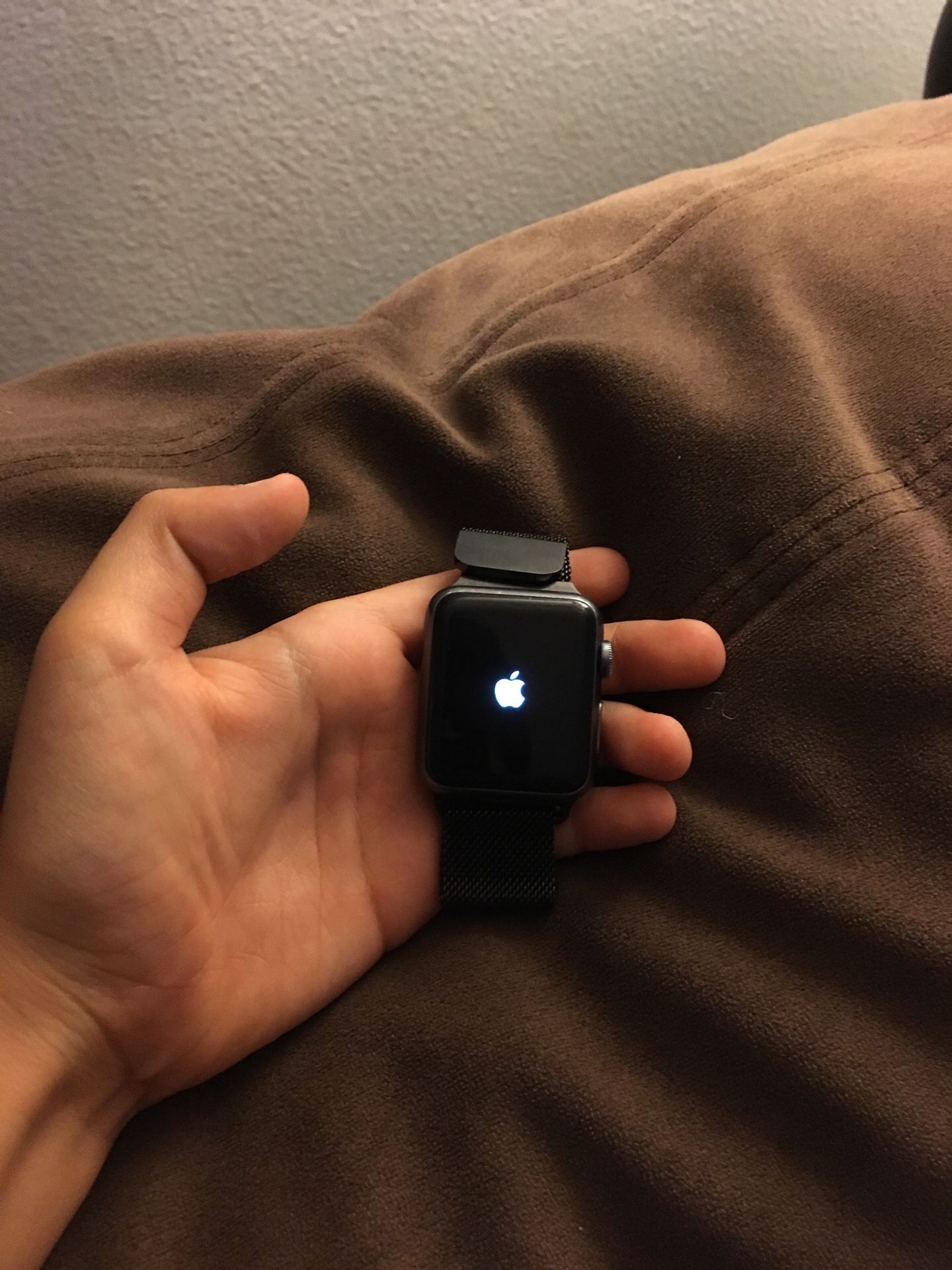 Apple Watch used few scratches(barley) noticeable works perfectly w/ charger and two metal bands