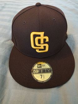 New 7 1/2 San Diego Padres Upside Down Logo Burnt Wood Brown Gold Fitted Hat