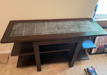 Tile Top Sofa Table / Console Table with Storage Shelves
