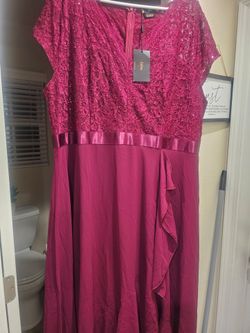 Plus Size Sequin Lace Formal Prom Dress
Evening Gowns,Elegant V Neck,Wedding Guest,Bridesmaid Dress,Sequin Lace Design,Ruffle Sleeves,A-line Chffion D