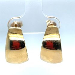 14KT Yellow Gold Wide Thin Hoop Earrings 2.70g I-990