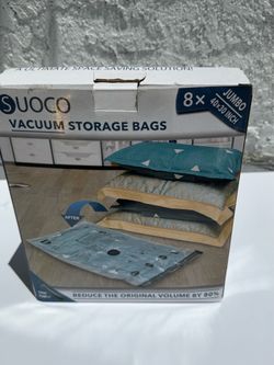 SUOCO Vacuum Storage Bags — 5 Jumbo Bags + Pump (Open Box)