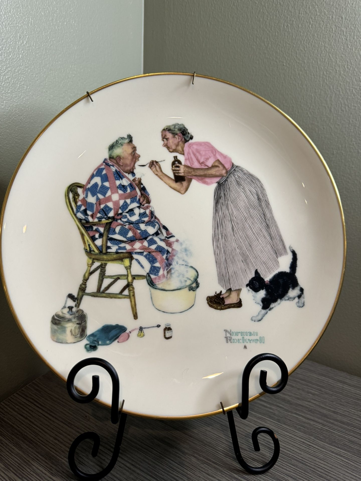 Vintage Norman Rockwell Collector Plate - The Tender Years: Spring Tonic