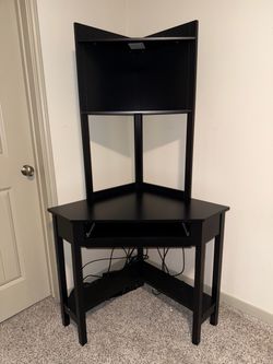 Black Corner Desk with Hutch