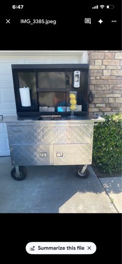 Stainless Steel Mobile Food Cart with Canopy