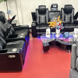 🔥Brand New Power Reclining Sofa Set With Power Adjustable Headrest And LED Lights 
