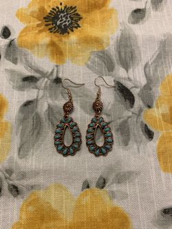 Turquoise Flower Hoop Earrings