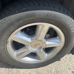 Chevy Tires And Aluminum Wheels With Lug Nuts And Center Caps All 4 In Great Condition 