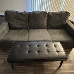 Fabric sofa  and Optional Faux Leather Bench 