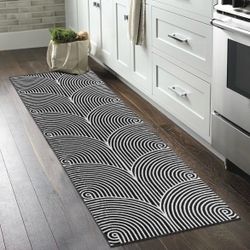 Black and White Geometric Runner Rug