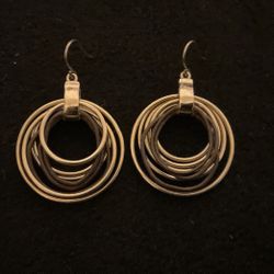 Gold And Leather Hoop Earrings,by Monet