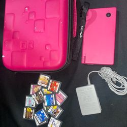 Nintendo DSi Pink Bundle With Stylus Charger Games & Carry Case