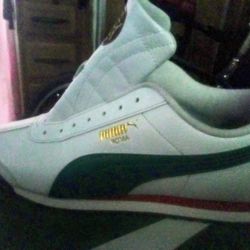 Puma Roma Green White Red Leather, Size 12 Shoes 