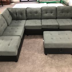 BRAND NEW REVERSIBLE SECTIONAL SOFA WITH STORAGE OTTOMAN 