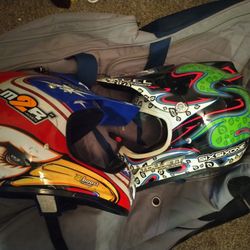 Thor Motor cross Gear Bag And 2 Helmets