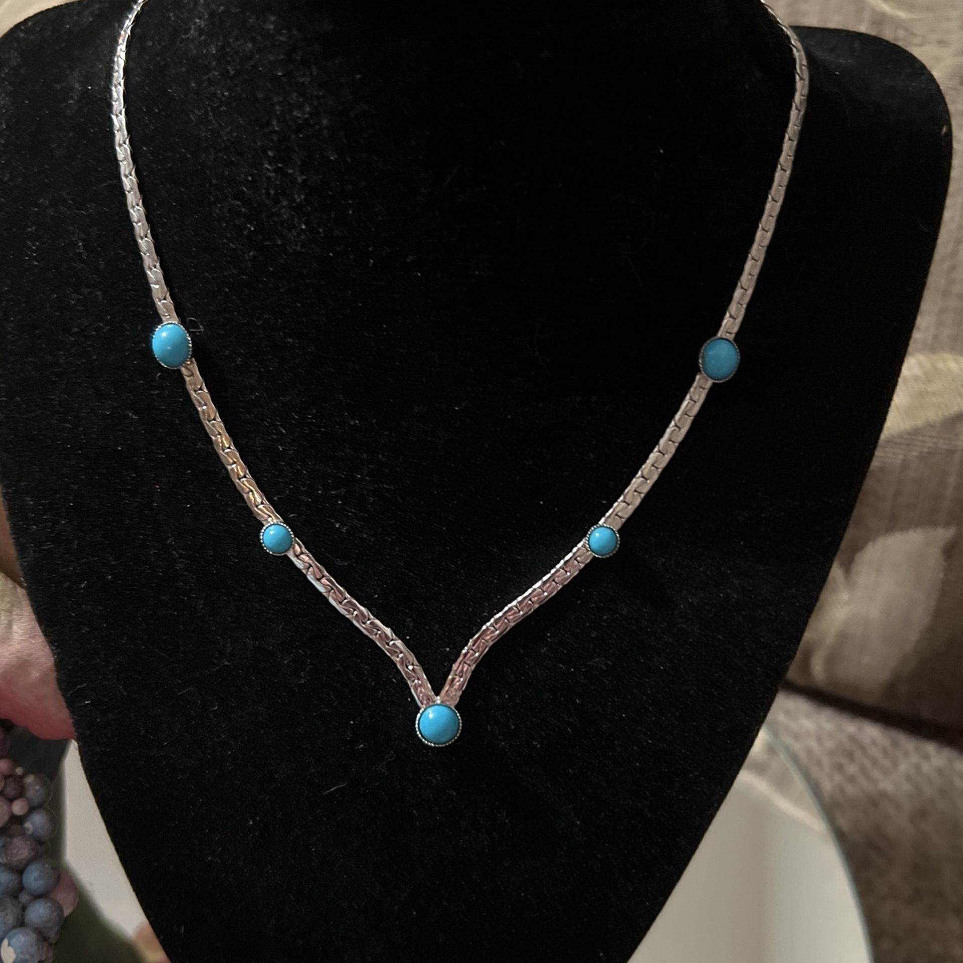 Beautiful! Silver Turquoise Necklace!!!