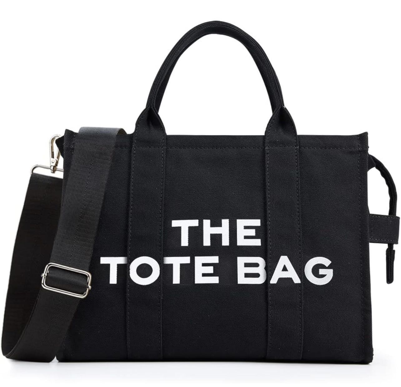 New In Bag Black The Tote Bag for Women, Canvas Tote Bag w/ Zipper, Aesthetic Shoulder, Crossbody, Handbag Tote