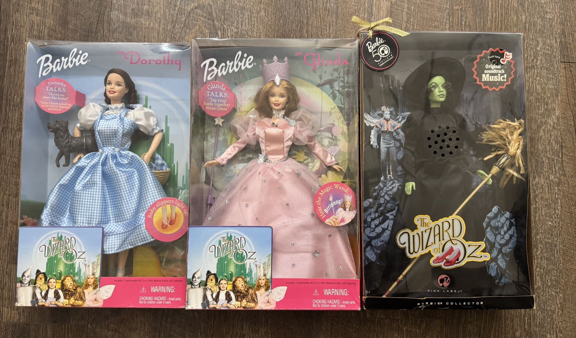 1999 50th Anniversary Barbie Wizard Of Oz Gilda, Dorthy and Wicked Witch