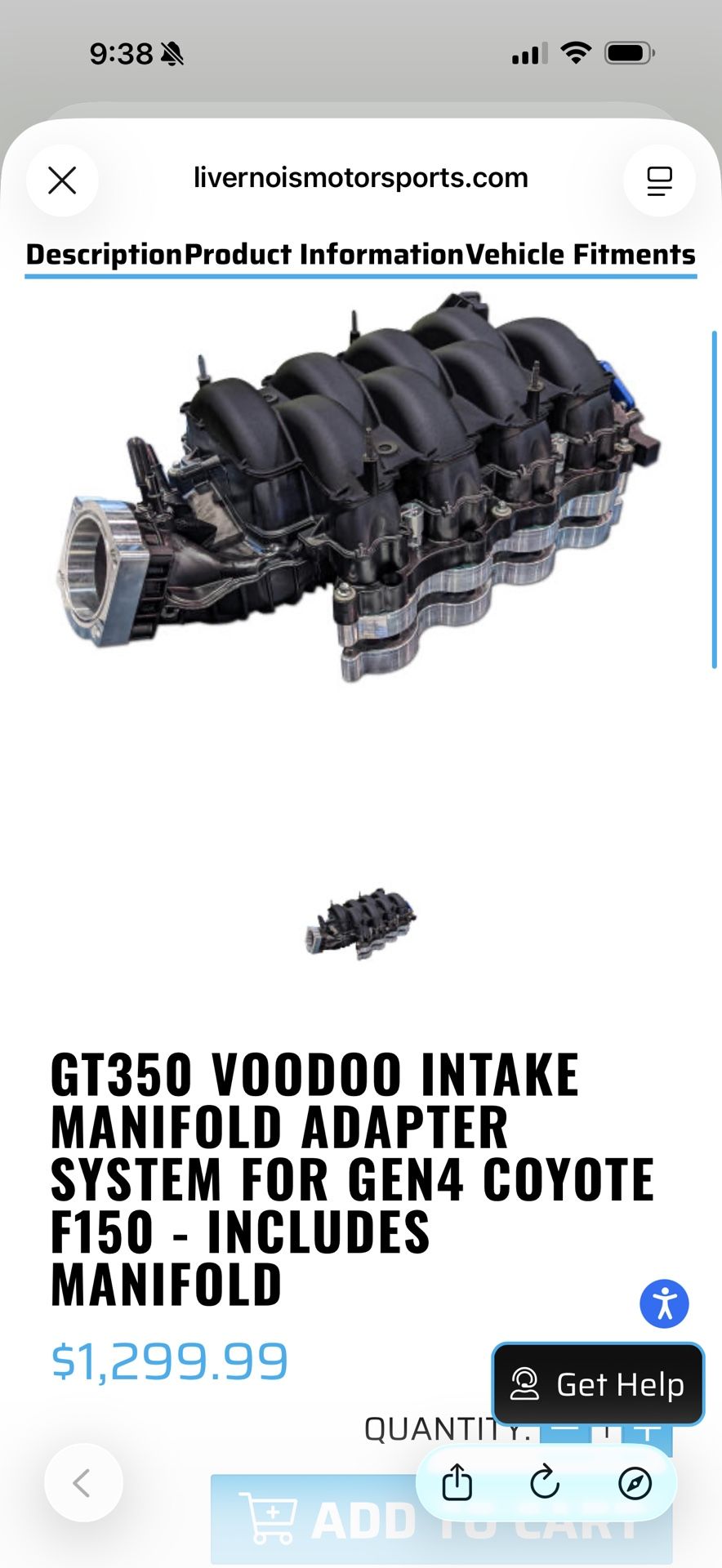 GT350 Voodoo Intake Manifold with Adaptation Plate for Gen 4 Coyote