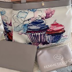 Brand New, Super cute large tote bag with attached wallet. Femme De Cupcakes