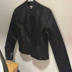 black leather jacket macys size small 
