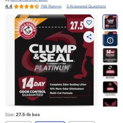Arm & Hammer Litter Platinum Clump & Seal Cat Litter, 27.5-lb box