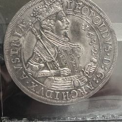 AUSTRIA Leopold I Taler 1632 Hall RARE Silver Coin Hungary Habsburg