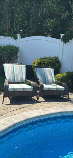 Pair of Patio Sense Wicker Adirondack style Patio Chairs