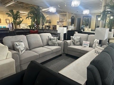 Brand New Gray Chenille Sofa + Loveseat 2PCs Set With Pocket Coils Cushions