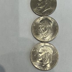 3 Bicentennial Eisenhower Silver Dollars
