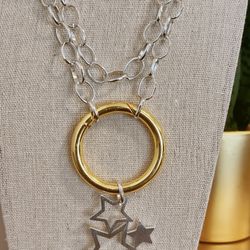 SILVER TONE NECKLACE GILD GOLD PENDANT